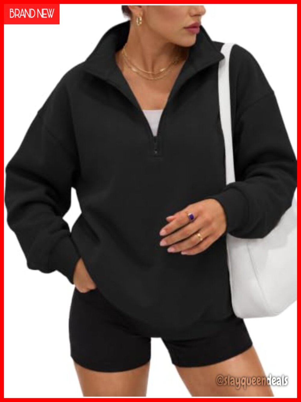 Oversized Half Zip Fleece Sweatshirt Cotton Polyester Mock Neck Pullover